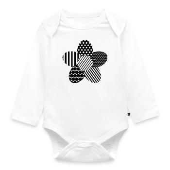 Flower with graphic pattern mix - Organic Longsleeve Baby Bodysuit - white - Front