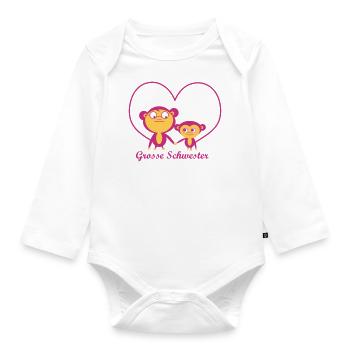 grosse Schwester - Baby Bio-Langarm-Body - Weiß - Vorne