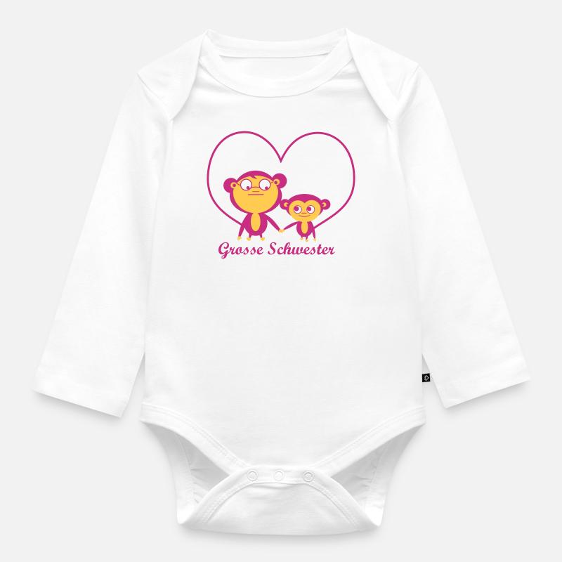 grosse Schwester - Baby Bio-Langarm-Body - Weiß