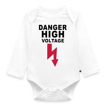 danger high voltage - Baby Bio-Langarm-Body - Weiß - Vorne