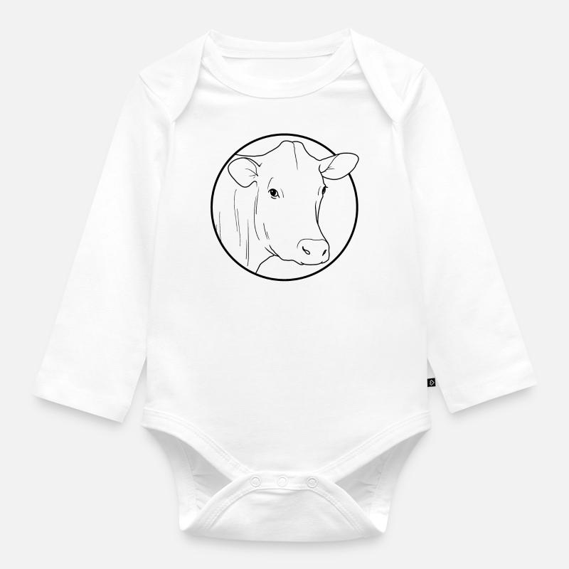 vache - Body Bébé bio manches longues - blanc