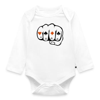 Playing cards - Organic Longsleeve Baby Bodysuit - white - Front