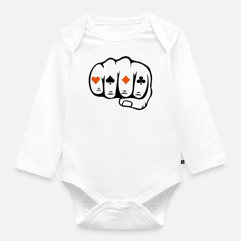 Cartes à jouer - Body Bébé bio manches longues - blanc
