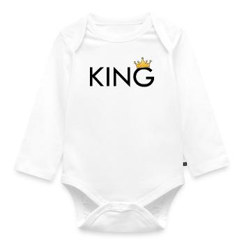 KING mit Krone - Baby Bio-Langarm-Body - Weiß - Vorne