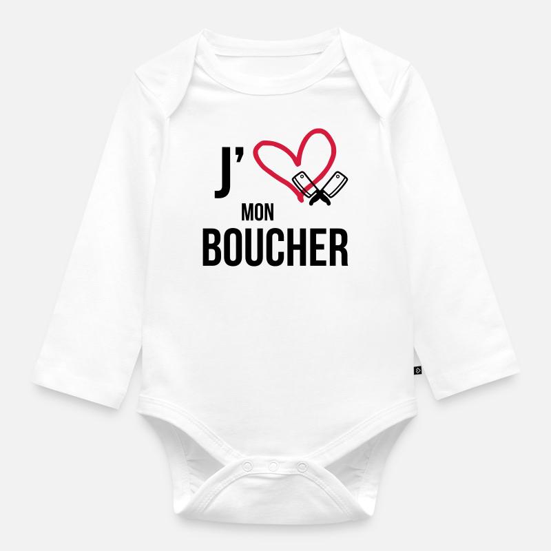 J'aime mon Boucher - Body Bébé bio manches longues - blanc