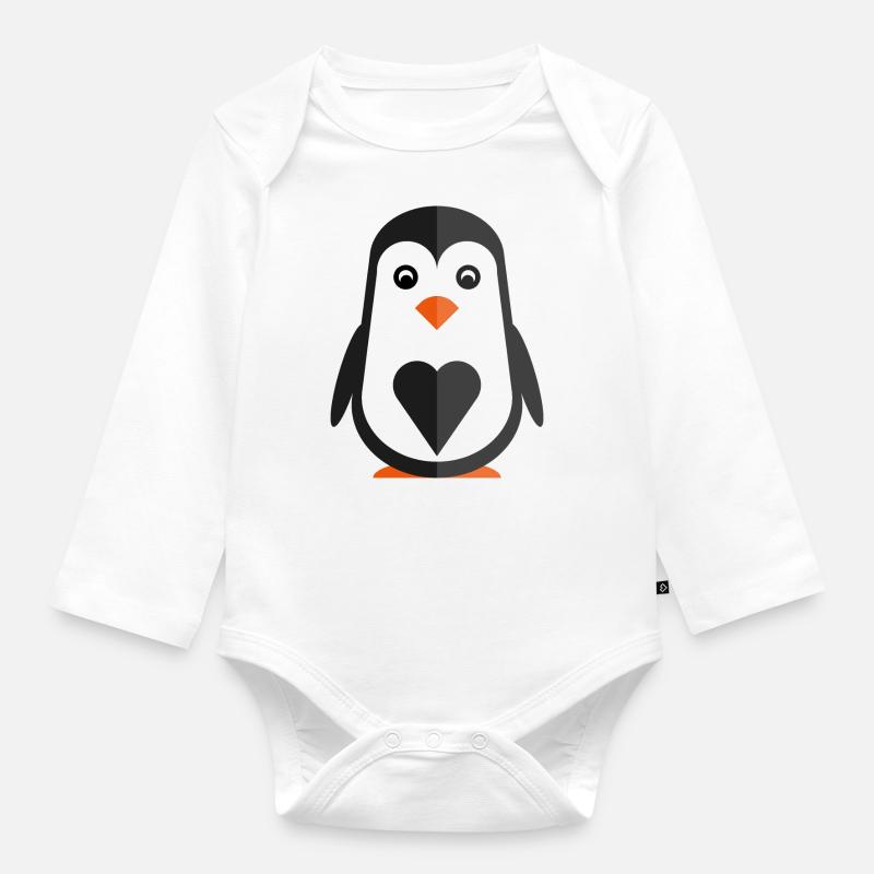 Pinguin - Baby Bio-Langarm-Body - Weiß