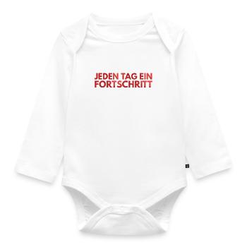 Jeden Tag ein Fortschritt - Baby Bio-Langarm-Body - Weiß - Vorne