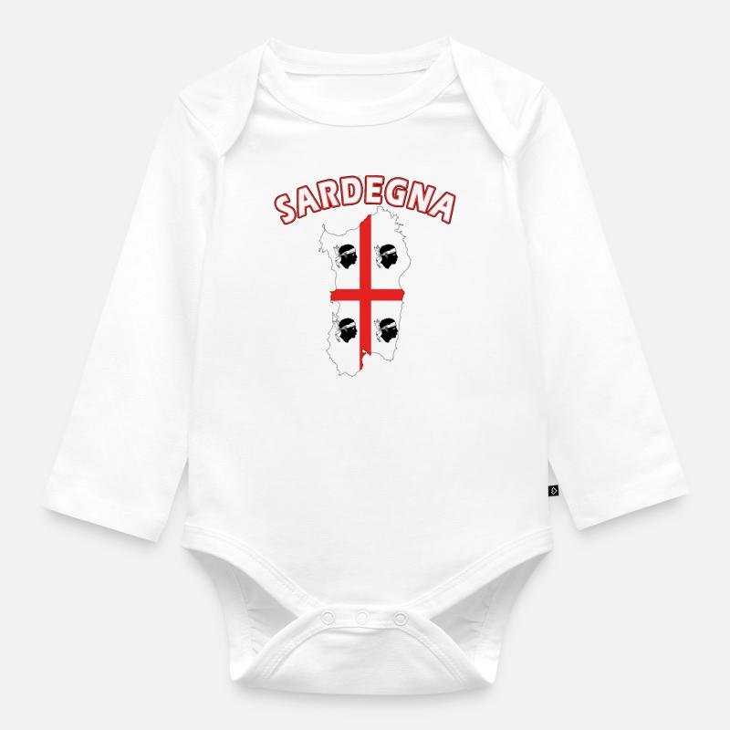 Sardaigne carte drapeau de moto de vacances - Body Bébé bio manches longues - blanc