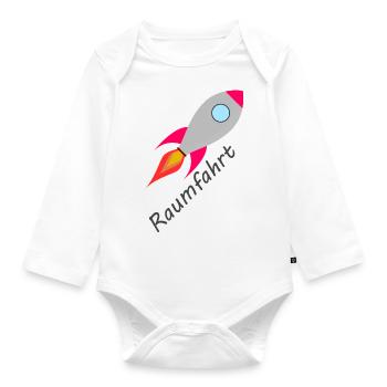 Rakete Rocket Raumfahrt - Baby Bio-Langarm-Body - Weiß - Vorne