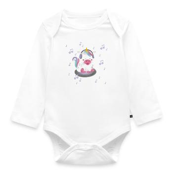 Unicorn - music is life - Body Bébé bio manches longues - blanc - Devant