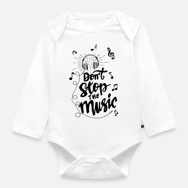 Ne t’arrête pas la musique - Body Bébé bio manches longues - blanc