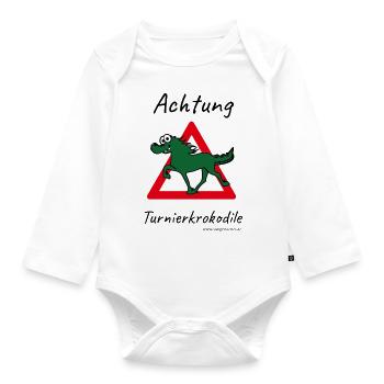 Achtung Turnierkrokodile - Baby Bio-Langarm-Body - Weiß - Vorne