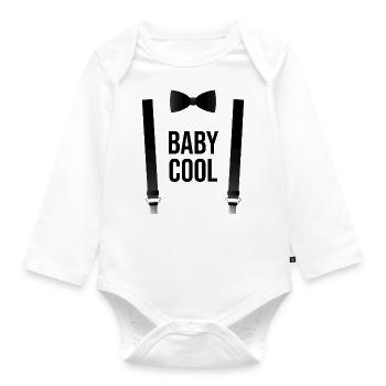 Babyspruch Baby Cool Suspenders - black - Organic Longsleeve Baby Bodysuit - white - Front