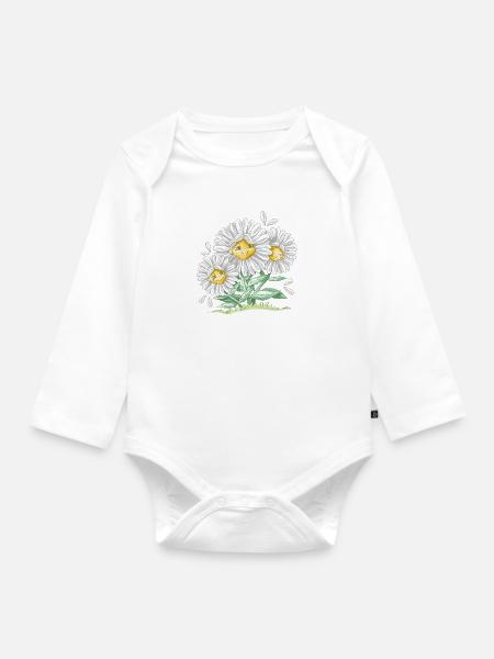 Gänseblümchen - Baby Bio-Langarm-Body - Weiß