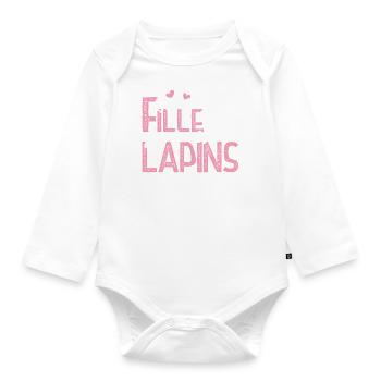 Juste une Fille qui adore les Lapins Cadeau Lapin - Body Bébé bio manches longues - blanc - Devant