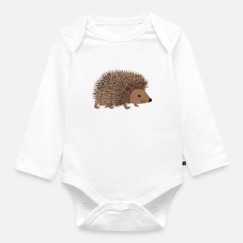 hérisson - Body Bébé bio manches longues - blanc