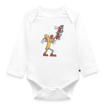 Grilled sausages Karate sausage Martial arts Sausages - Organic Longsleeve Baby Bodysuit - white - Front