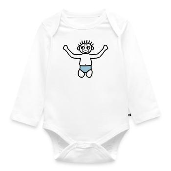Baby mit Windel - V2 - Baby Bio-Langarm-Body - Weiß - Vorne