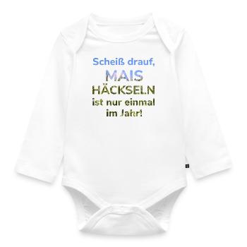 Landwirt Mais häckseln Landwirtschaft Ernte Bauer - Baby Bio-Langarm-Body - Weiß - Vorne