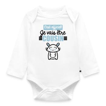c'est officiel je vais être cousin - Body Bébé bio manches longues - blanc - Devant