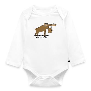 Elch - Baby Bio-Langarm-Body - Weiß - Vorne