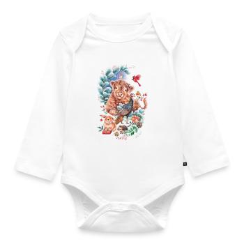 Veganes Weihnachten mit Kuh und Truthahn. - Baby Bio-Langarm-Body - Weiß - Vorne