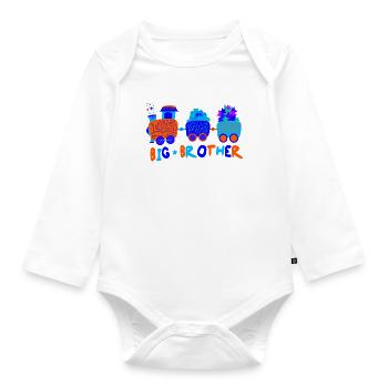 Train Shirt ● Big Brother ● Gift - Organic Longsleeve Baby Bodysuit - white - Front