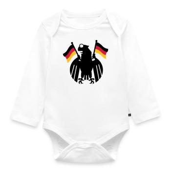 Heraldic Eagle Cartoon / German Eagle Cartoon (3c) - Organic Longsleeve Baby Bodysuit - white - Front