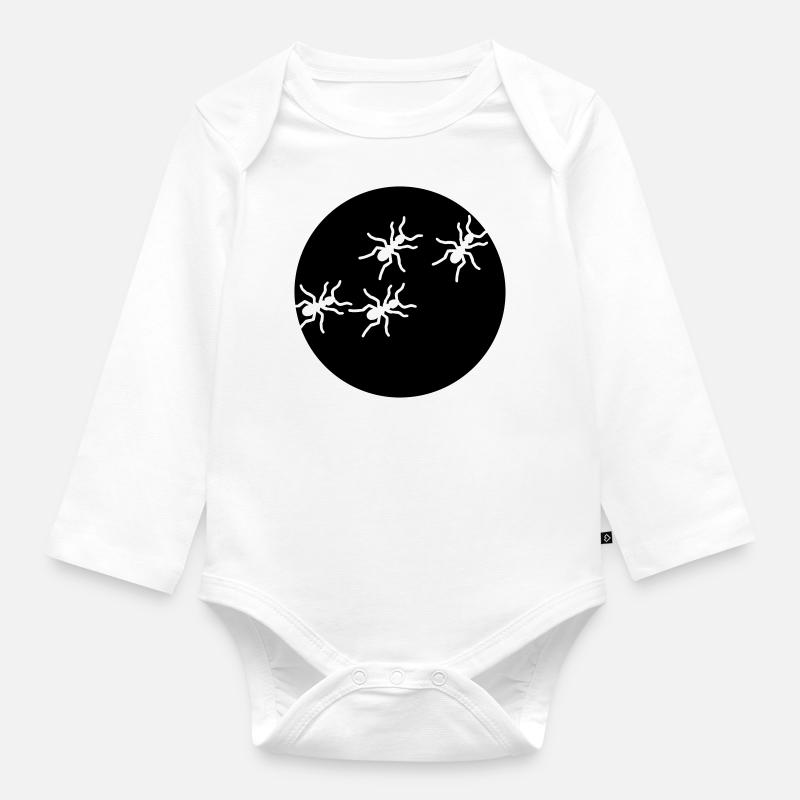 fourmi - Body Bébé bio manches longues - blanc