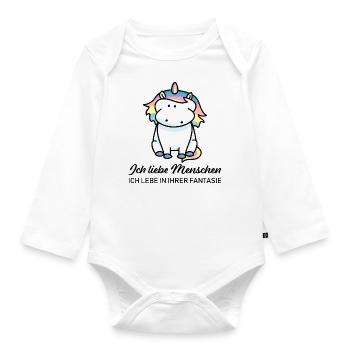 Einhorn liebt Menschen - Baby Bio-Langarm-Body - Weiß - Vorne
