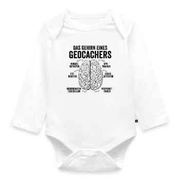 Geocaching - Das Gehirn eines Geocachers - Baby Bio-Langarm-Body - Weiß - Vorne