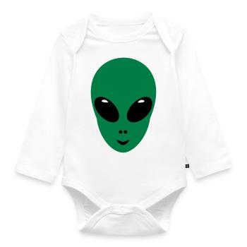 Alien tête face vert cadeau marsmännchen space - Body Bébé bio manches longues - blanc - Devant