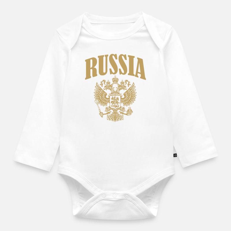 Russie - Body Bébé bio manches longues - blanc