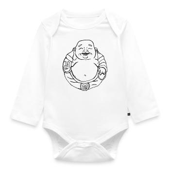 Peace Buddha - Baby Bio-Langarm-Body - Weiß - Vorne