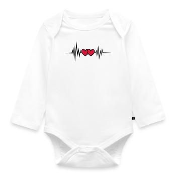 Puls, Frequenz, Valentinstag, 2 Herzen, I love you - Baby Bio-Langarm-Body - Weiß - Vorne