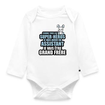 I'm going to be big brother - Organic Longsleeve Baby Bodysuit - white - Front