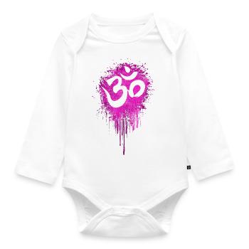 Om Psy Trance Shiva Mandala Buddha Zen - Organic Longsleeve Baby Bodysuit - white - Front