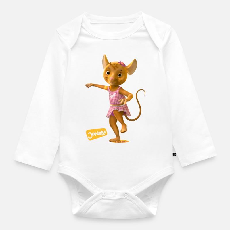 JoNaLu Mäusemädchen Naya - Baby Bio-Langarm-Body - Weiß