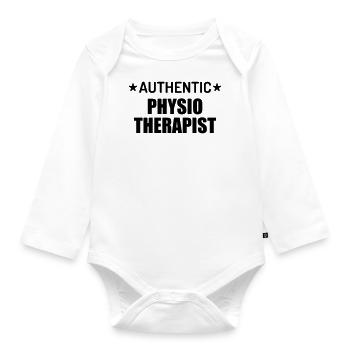 Krankengymnast / Krankengymnastin / Physio / - Baby Bio-Langarm-Body - Weiß - Vorne