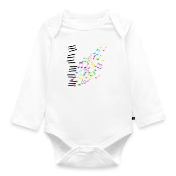 Notes colorées piano - Body Bébé bio manches longues - blanc - Devant