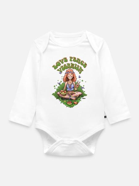 Love Peace Veganism - Baby Bio-Langarm-Body - Weiß