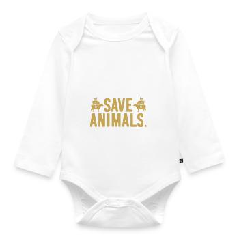 Vegan Vegan Vegan Repeat - Organic Longsleeve Baby Bodysuit - white - Front