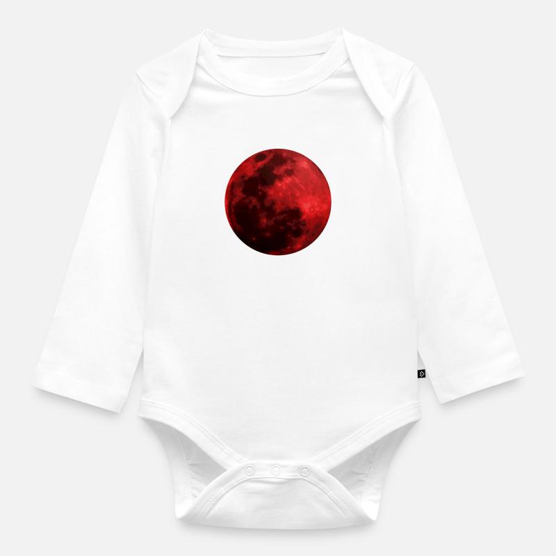 Cadeau d'espace graphique extérieur rouge lune de sang - Body Bébé bio manches longues - blanc