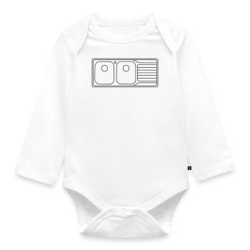 Double_sink_av6 - Organic Longsleeve Baby Bodysuit - white - Front