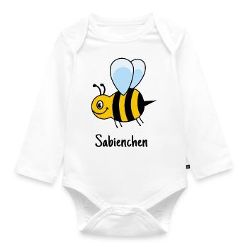 Sabienchen, Biene, Honig, Sabine, Bienchen - Baby Bio-Langarm-Body - Weiß - Vorne