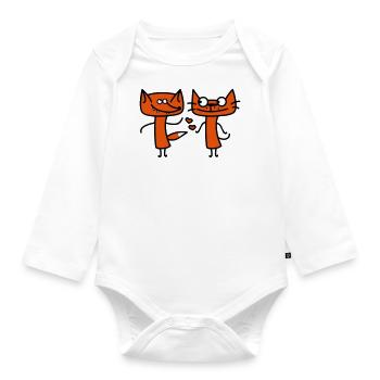 Fuchs und Katze - Baby Bio-Langarm-Body - Weiß - Vorne