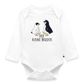 Der kleine Bruder (Pinguin) - Baby Bio-Langarm-Body - Weiß - Vorne