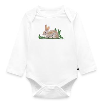 Rabbit, rabbit, spring - Organic Longsleeve Baby Bodysuit - white - Front
