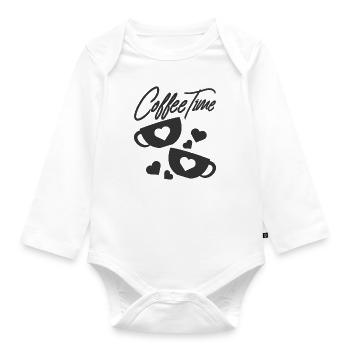 Kaffee - Baby Bio-Langarm-Body - Weiß - Vorne