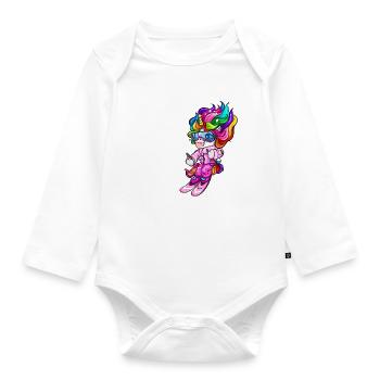 Skieur licorne ski sports d'hiver - Body Bébé bio manches longues - blanc - Devant